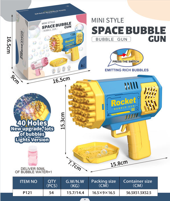 Children 40 hole bazooka light automatic handheld bubble MINI version of Gatling electric bubble blowing