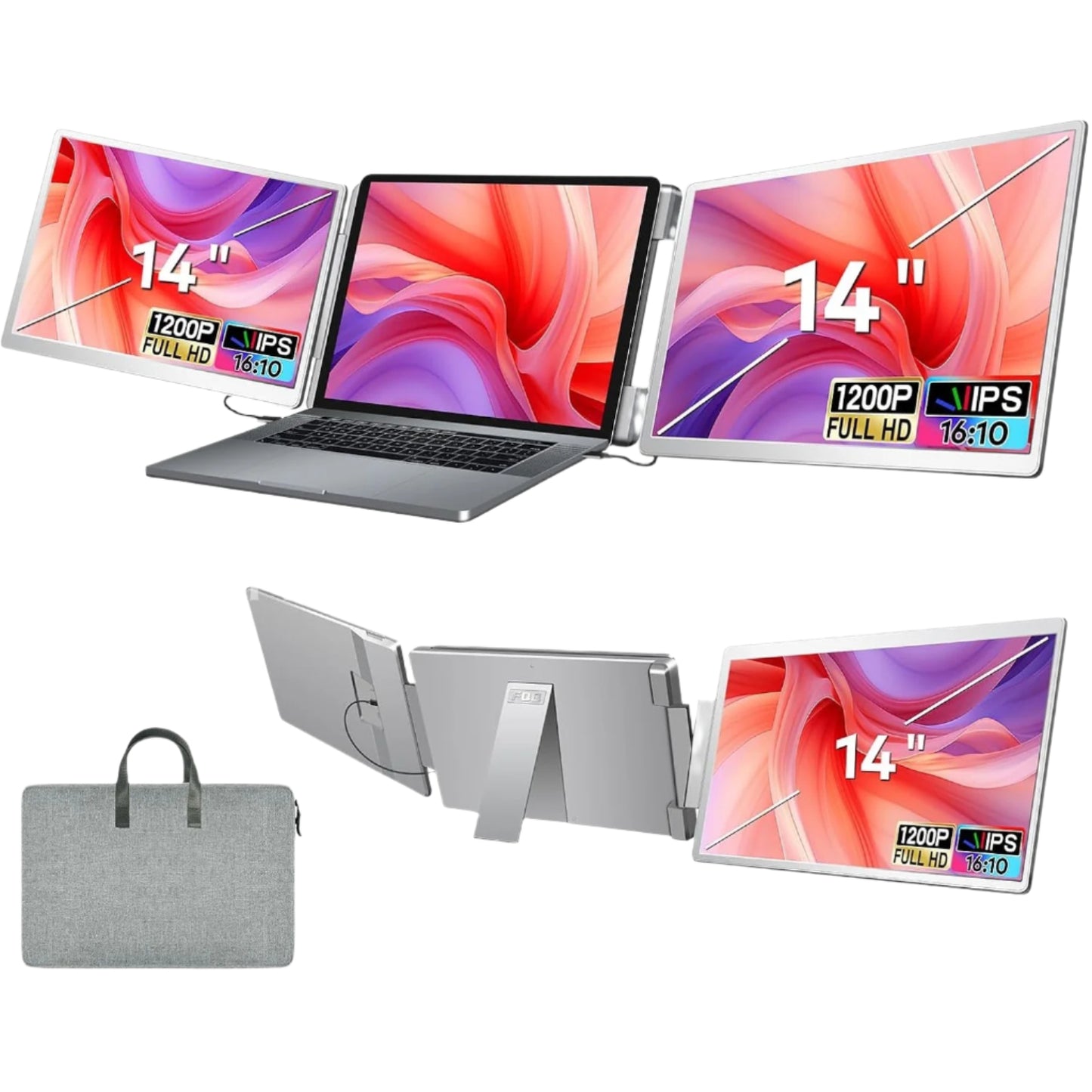 14inch 1200P Triple Laptop Screen Extender, Left Screen 360c